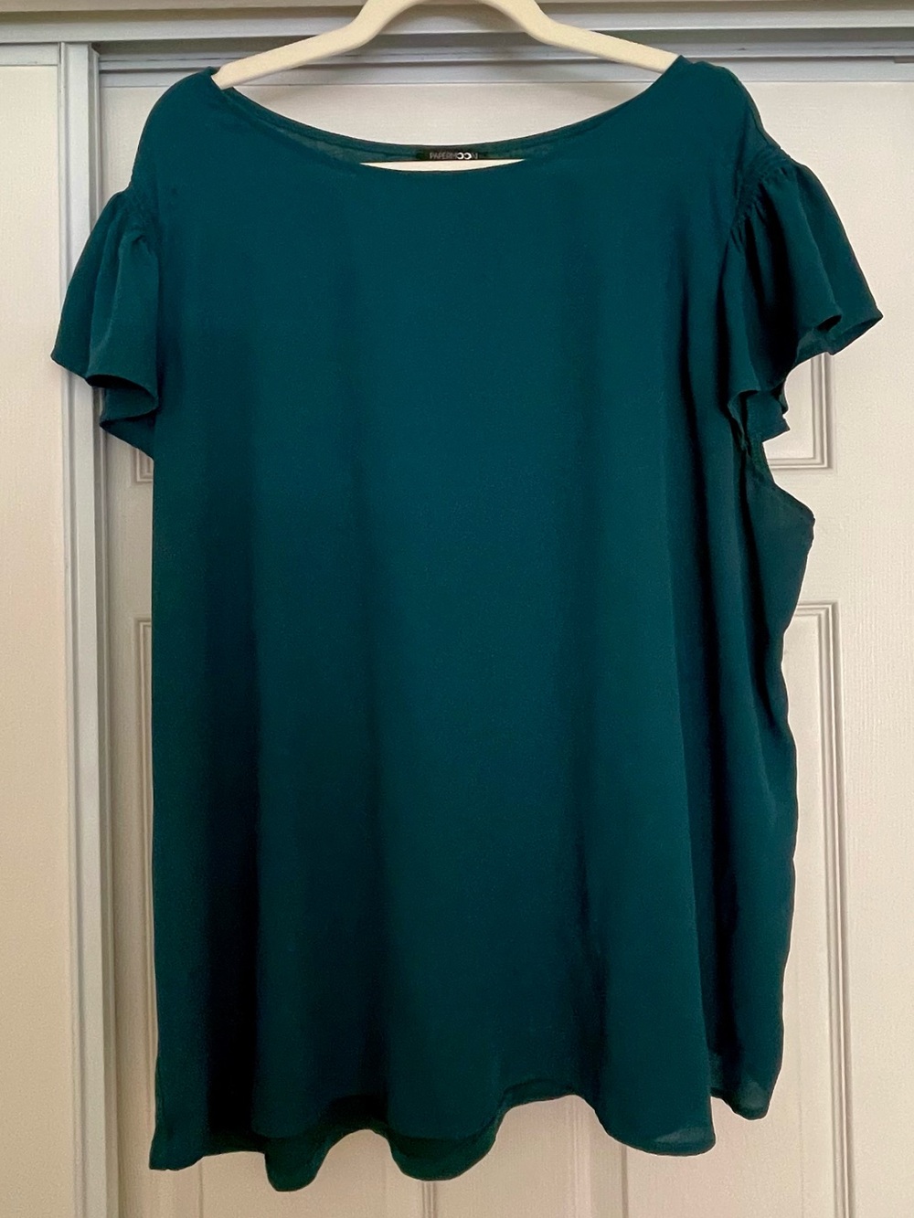 Paper Moon Women's Teal Flutter Sleeve Blouse
